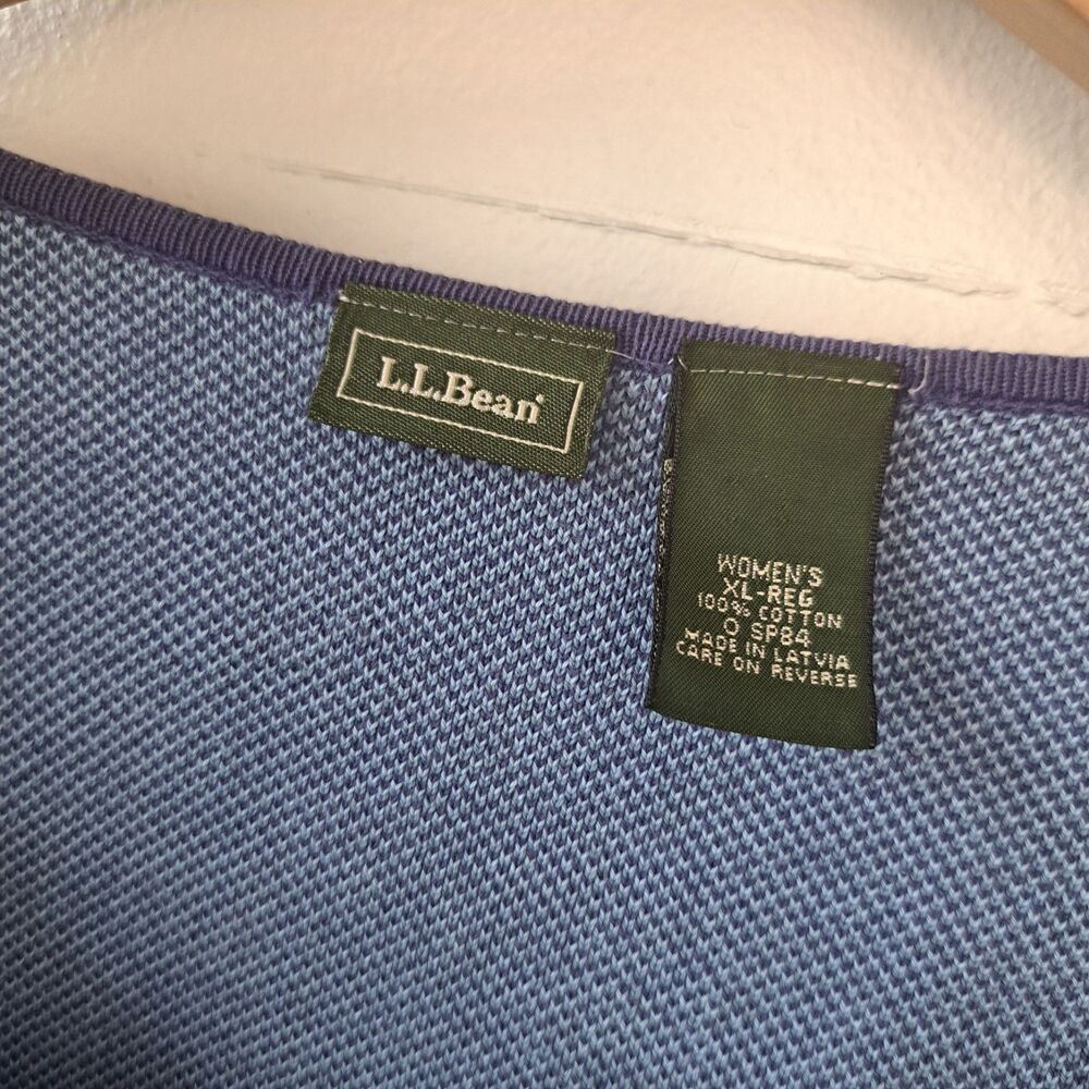Ll Bean Womens XL Long Sleeve Sweater Top Blue Purple Floral Paisley Shirt - Picture 2 of 10